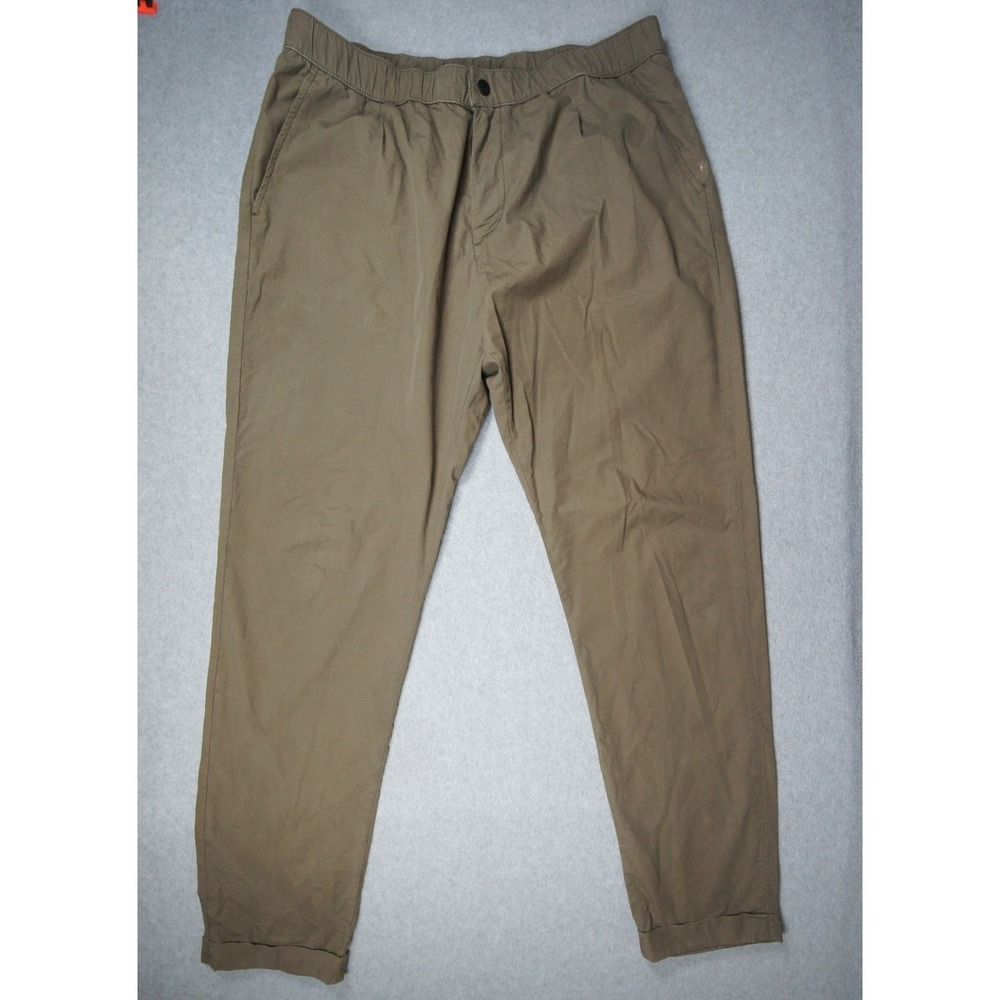 Paul Smith Pants Mens 34R Green Olive Elastic Waist Casual Tapered Chinos